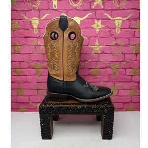 Reyme 2-TONE🖤🤎🖤Leather Cowboy Boots Women Sz 9 /Mexico 26 -Edgy Western boho